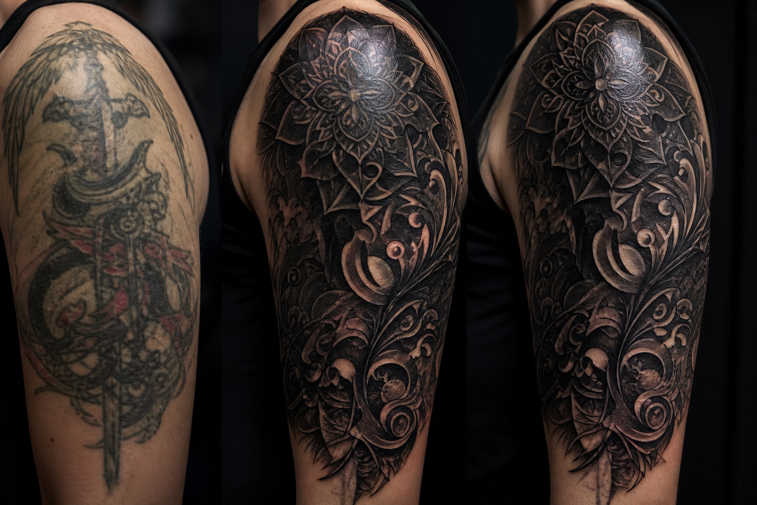 AI-generated cover-up tattoo — Ink Ledger concept demo portfolio image