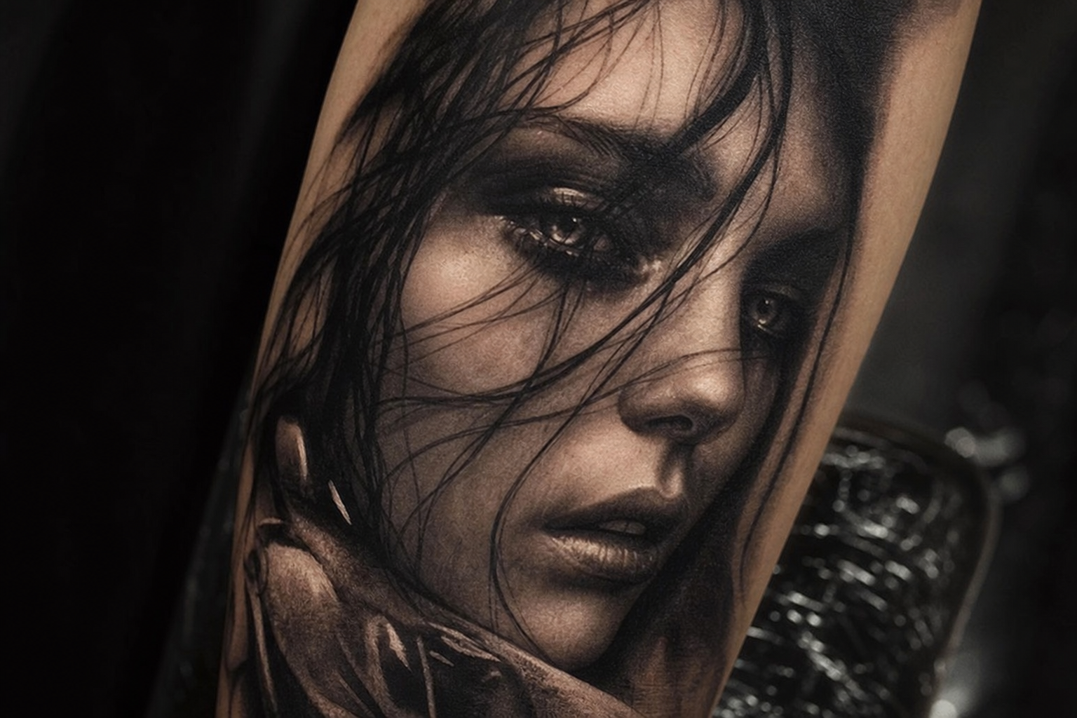 AI-generated realism tattoo — Ink Ledger concept demo portfolio image